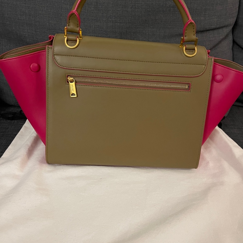 Authentic Celine Trapeze Calfskin Small Bicolor bag light brown and pink women - Picture 4 of 10